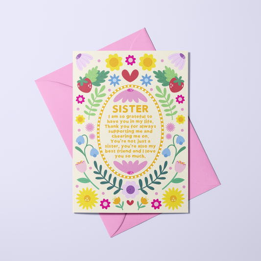 Sister - Floral Symmetry Card