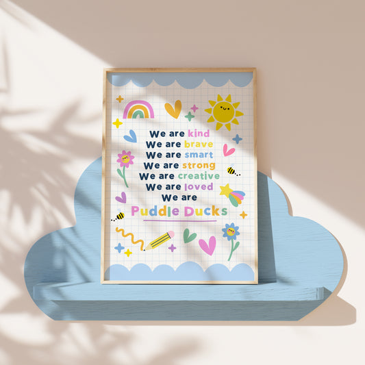 Personalised Kids Group Affirmation Positive Reminder Print