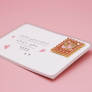 Send Yourself Love Stamp Enamel Pin