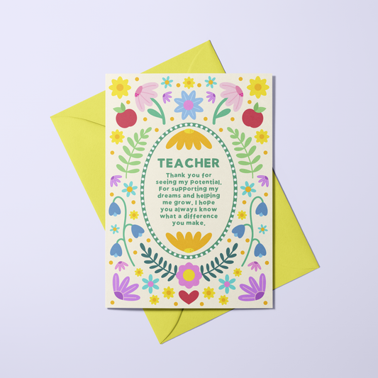 Teacher - Floral Symmetry Card