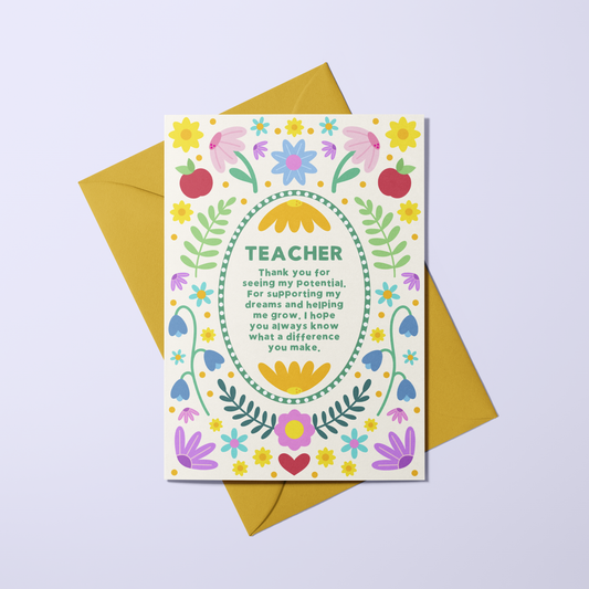 Teacher - Floral Symmetry Card