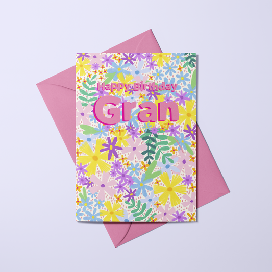 Gran - Felt Tip Floral Card