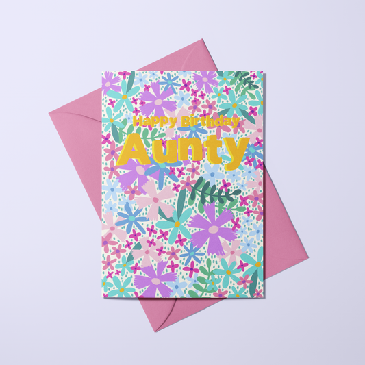 Aunty - Felt Tip Floral Card