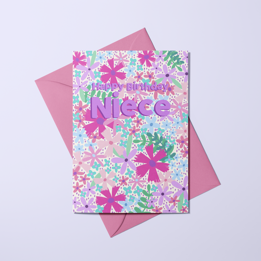Niece - Felt Tip Floral Card