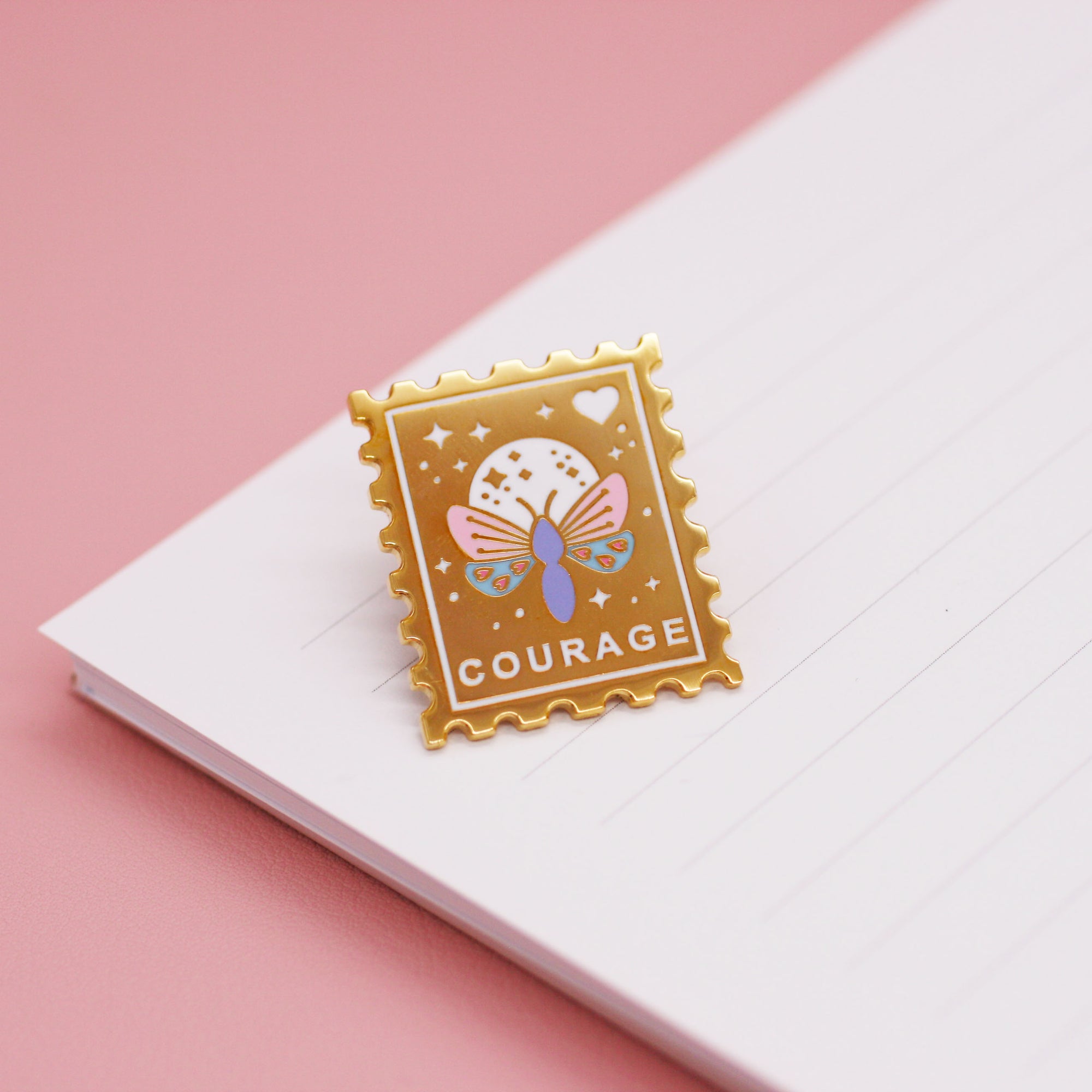 Send Yourself Courage Stamp Enamel Pin