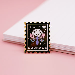 Send Yourself Courage Stamp Enamel Pin